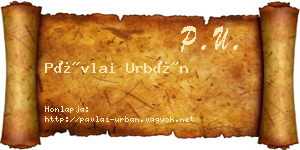Pávlai Urbán névjegykártya